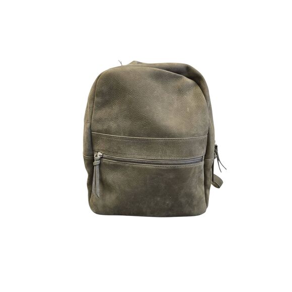 Eleventy Olive Green Calf Leather Backpack – Italian Luxury Nabuk Soft Leather - Picture 2 of 13